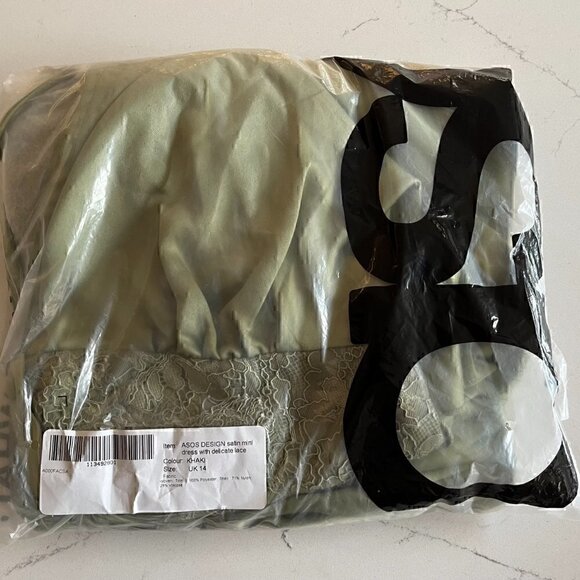 NWT Asos satin mini dress delicate lace detail Long Sleeve Satin Mult Sizes - Picture 5 of 8